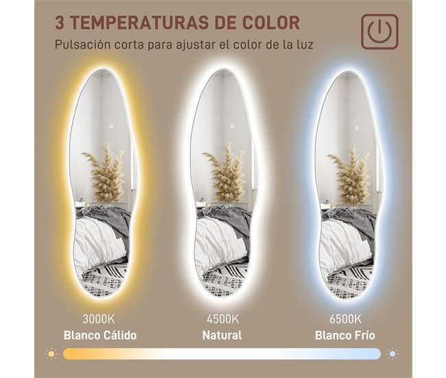 Espejo Cuerpo Entero Vidrio Templado HOMCOM, hogar - decoración Transparente