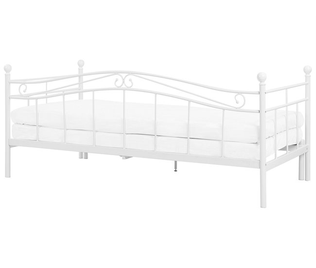 Beliani Cama con somier Metal TULLE 92x209 Blanco