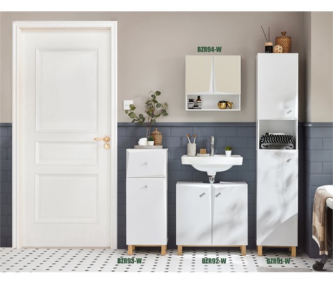 Mueble para Debajo del Lavabo con 2 Puertas Estante BZR92-W SoBuy Blanco