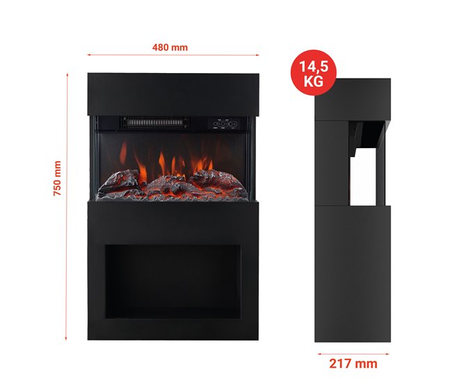 KAMINIO Eléctrica Chimenea HENRI - Estufa de Chimenea Eléctrica Negro
