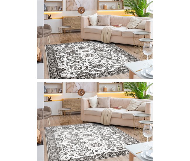Alfombra MATEO 8037/944 Moderna marco flores estructural 160x220 Gris