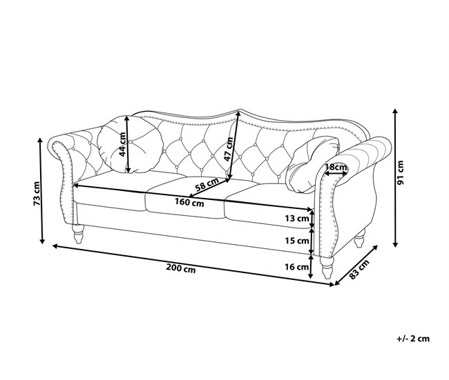 Beliani Sofá de 3 plazas Terciopelo SKIEN Beige