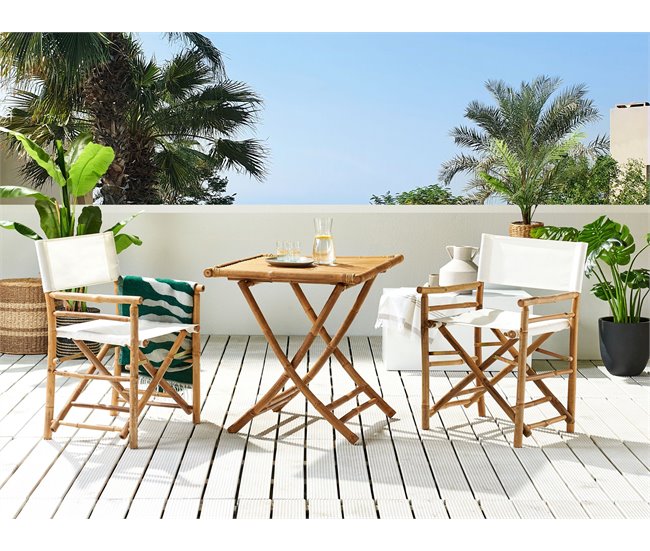 Beliani Silla de jardín MOLISE Blanco/ Beige