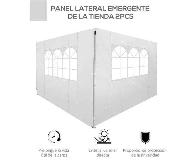 2 Paredes Parte Laterales Tela Oxford Outsunny 295x200 Blanco