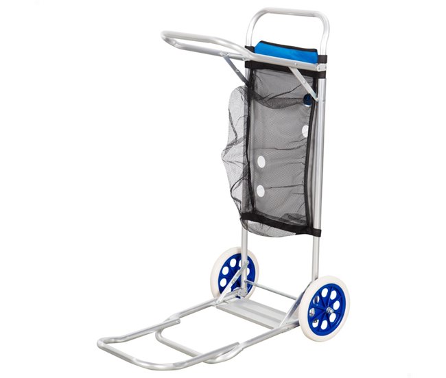 Carro de playa Porta Sillas Carrito Plegable Convertible Mesa Blanco