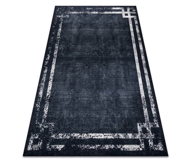 Alfombra lavable ANDRE 1486 Marco vintage 160x220 Negro