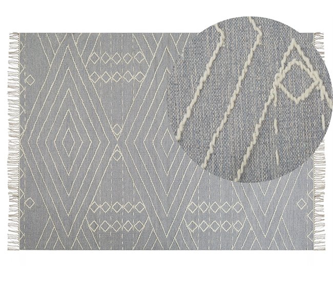 Beliani De pelo corto KHENIFRA 140x200 Blanco/ Beige