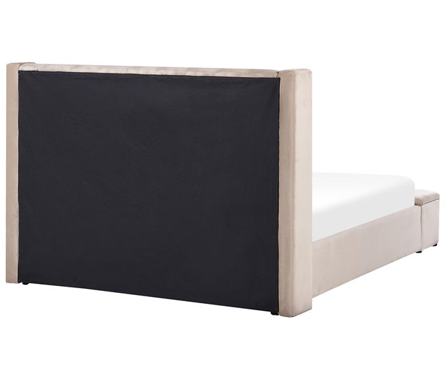 Beliani Cama con somier Terciopelo NOYERS 190x247 Beige