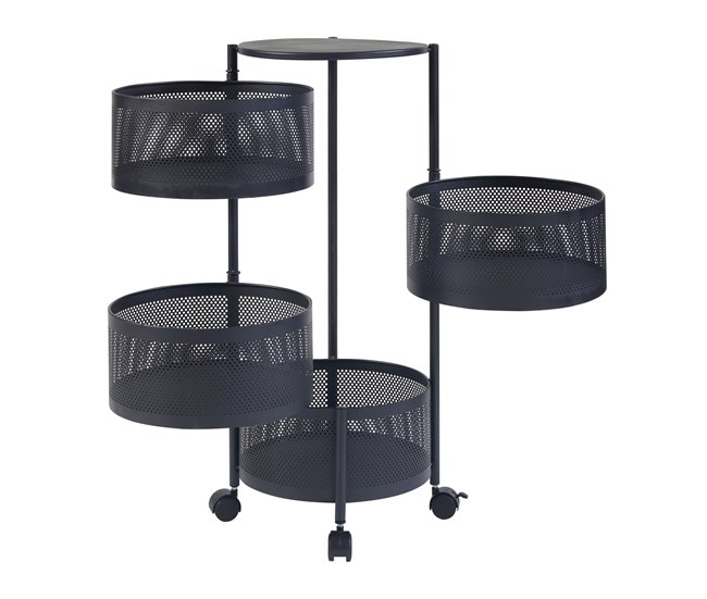 [en.casa] Carrito de cocina Steigen con 4 cestas redondas acero 33 Blanco