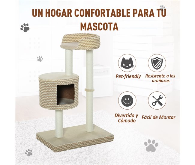 Árbol para gatos Aglomerado, Felpa, Yute PawHut Multicolor