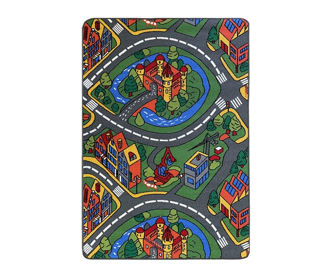 Acomoda Textil – Alfombra Infantil Ciudad Carretera para Jugar. 90x133 Gris