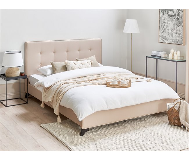 Beliani Cama con somier Poliéster AMBASSADOR 172x216 Beige