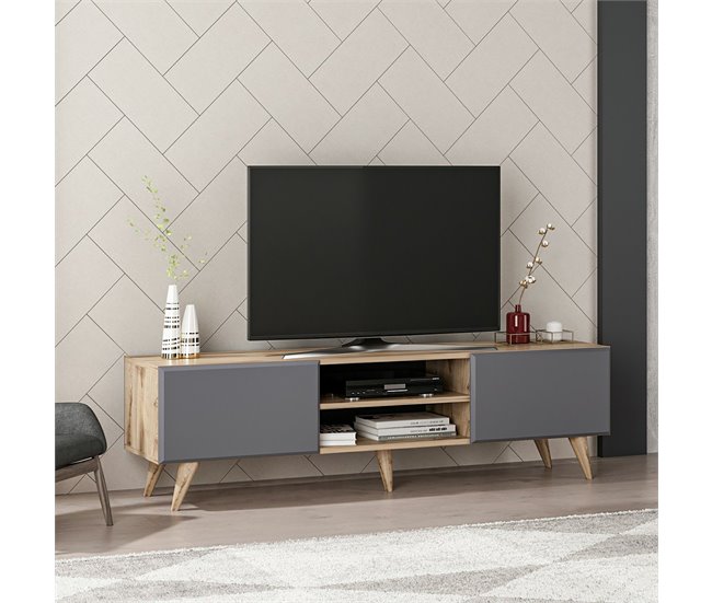 Mueble de TV Grindsted elegante con 2 estantes aglomerado Antracita