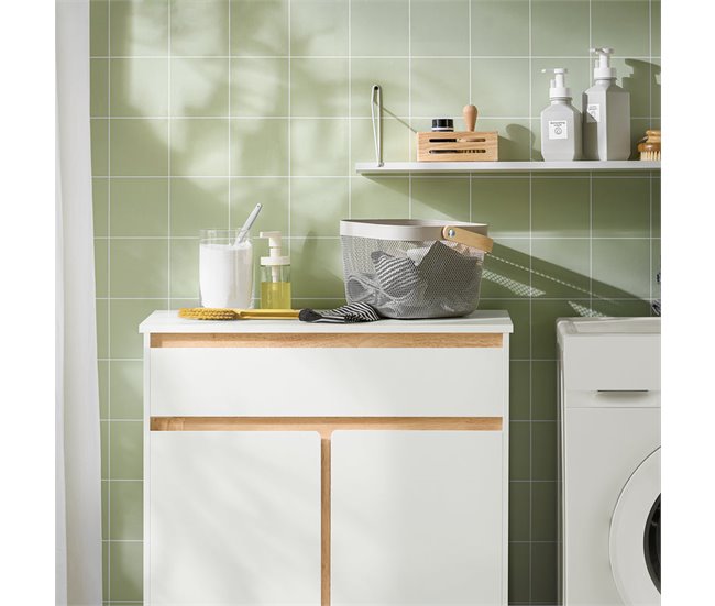 Armario De Baño Con Cesto Para Ropa Sucia BZR79-W SoBuy Blanco