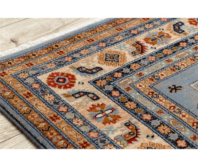 Alfombra KESHAN franjas Marco oriental 7683/53544 250x340 Azul