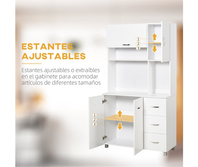 Alacena de Cocina Melamina de Madera HOMCOM, hogar - cocina 100 Blanco