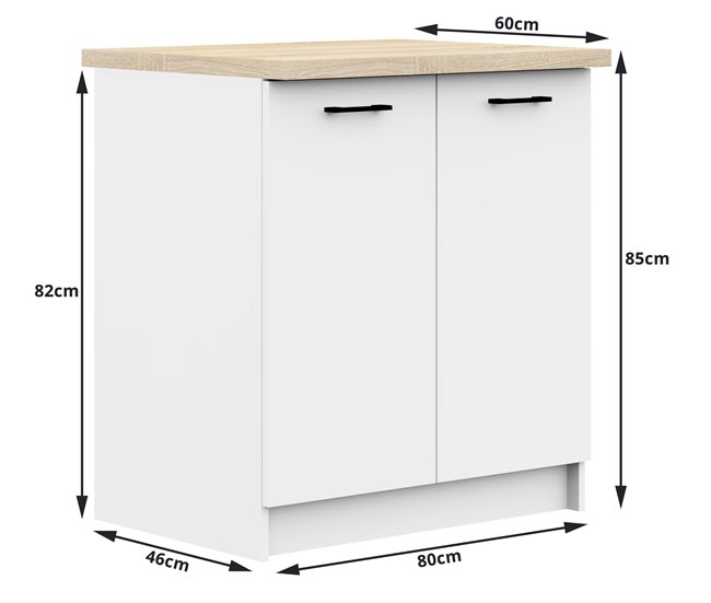 Armario de Cocina Independiente OLIWIA AKORD con 2 estantes 80 Blanco