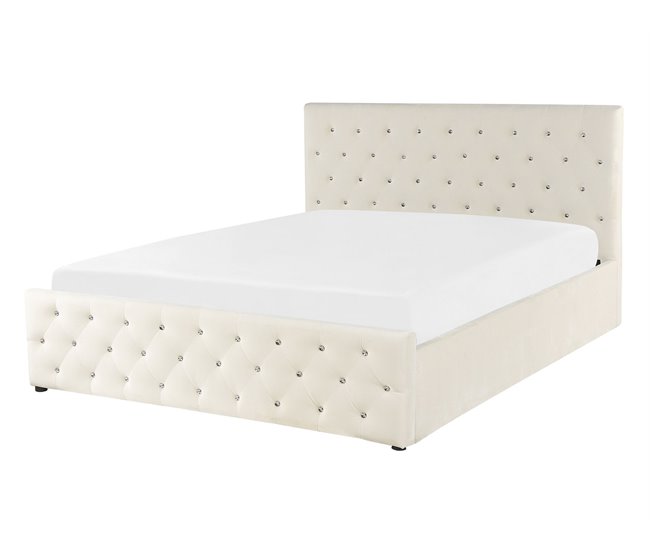 Beliani Cama con somier Terciopelo AMIENS 151x217 Beige