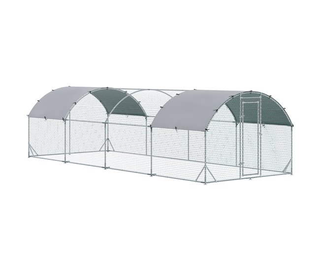 Gallinero Acero Galvanizado, Tela Oxford Gris