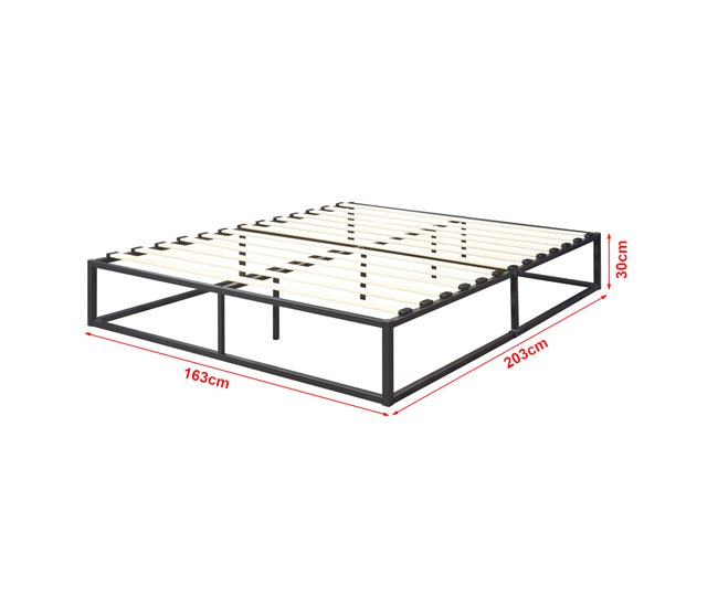 [en.casa] Cama de metal Kreta con Somier Base resistente 203x163 Negro
