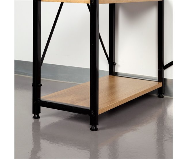 Max Home Escritorio con estantería madera y acero 120x64 Negro/ Madera