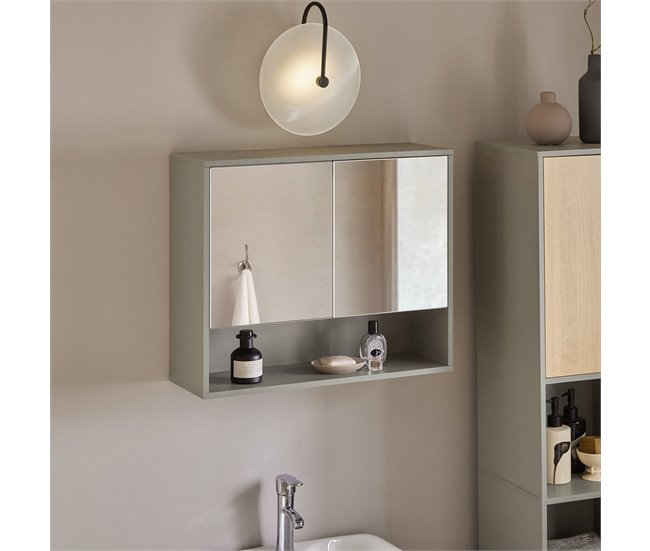 Armario de Pared con Espejo con 2 Puertas BZR134-NG SoBuy Gris