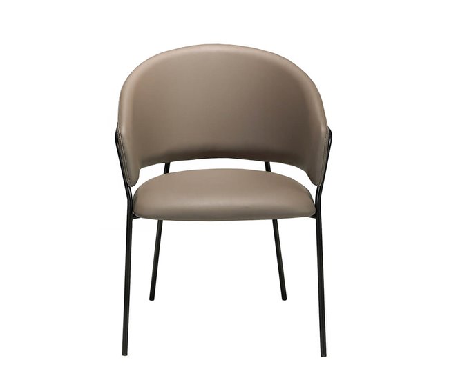 ANGEL CERDA Silla polipiel visón oscuro Nogal