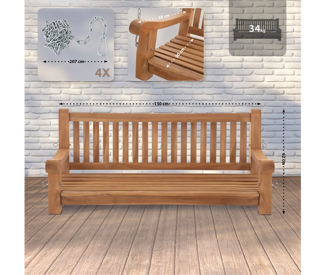 Banco de jardín - Joyce - Madera 150x70 Marron