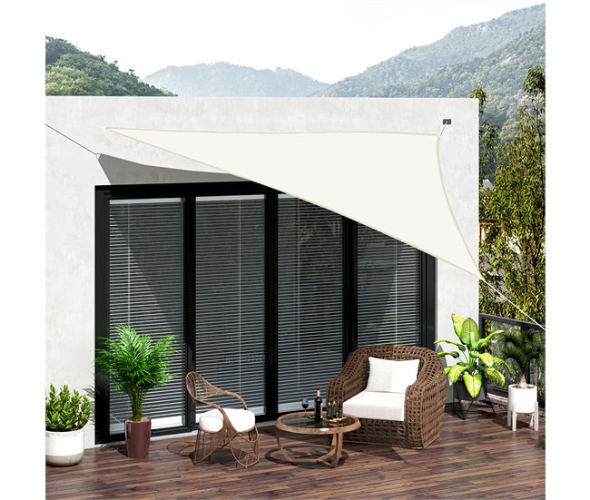 Toldo Vela Triangular Poliéster Outsunny 500x500 Beige