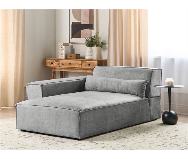Beliani Chaise longue derecho Poliéster HELLNAR Gris