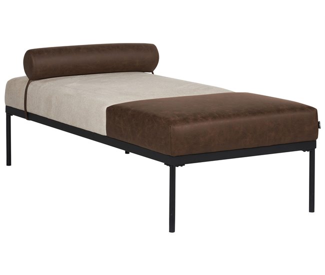 Beliani Chaise longue Piel sintética, Lino sintético MALMOS Beige