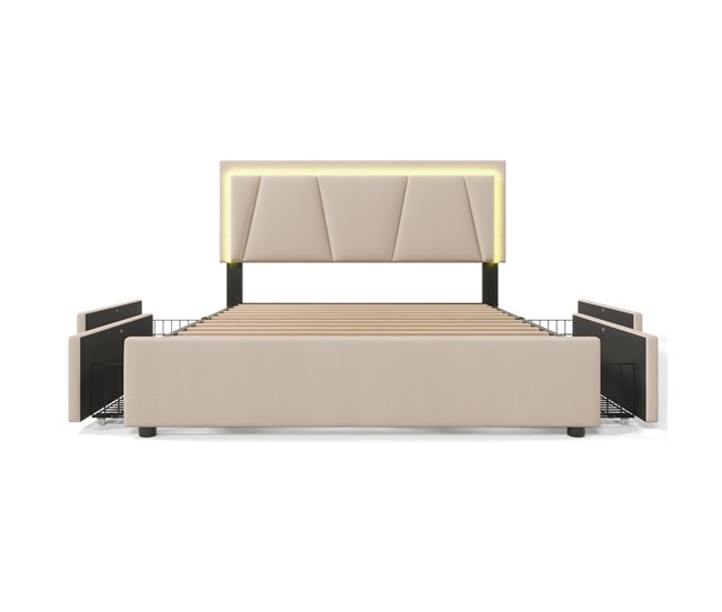 Camas de matrimonio 169x207 Beige