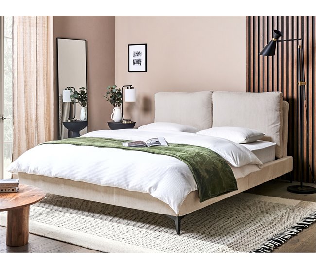 Beliani Cama con somier Pana MELLE 175x240 Beige
