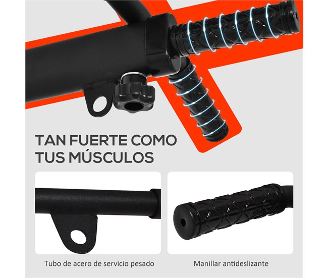 Barra de Dominadas de Pared Acero HOMCOM Negro