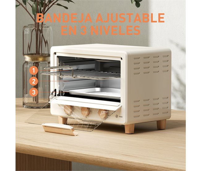 Horno Eléctrico Sobremesa Acero Inoxidable HOMCOM, hogar - cocina Crudo