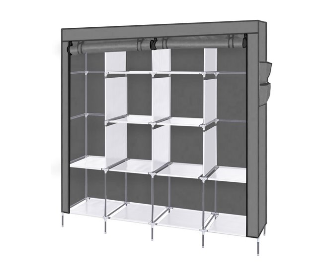 Armario Vestidor Tela Con Puertas Cremallera Nyana Home 167 Gris