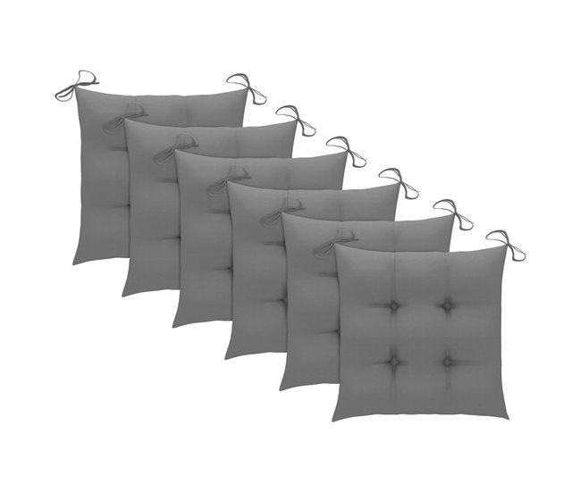 6 Sillas de jardin plegables de madera con cojines Antracita