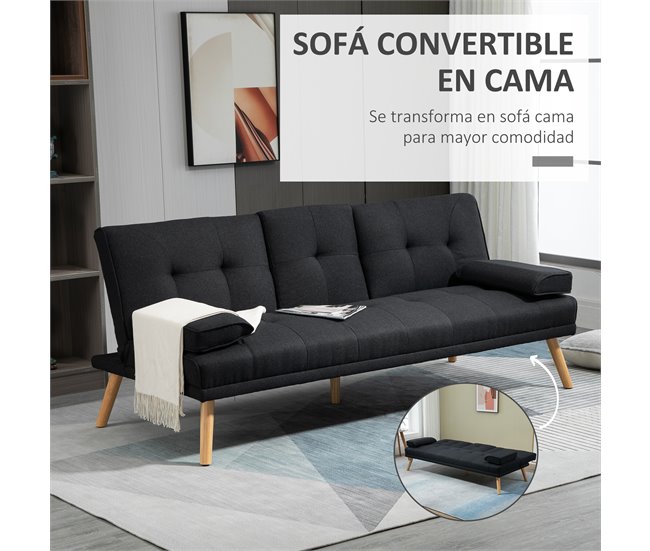 Sofá Cama Lino, Espuma HOMCOM, hogar - sofás y butacas Gris