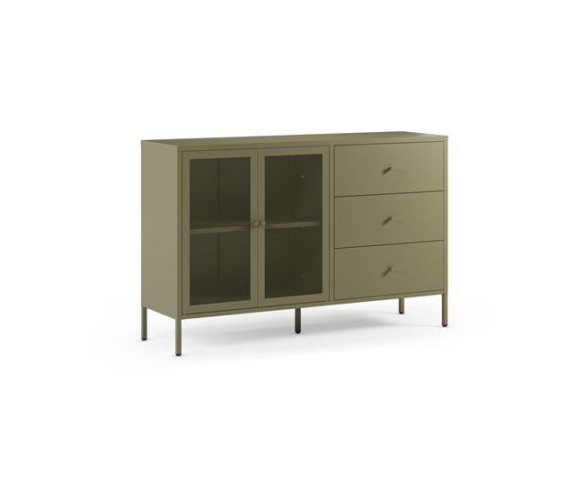 Aparador FAYNA con 2 puertas 3 cajones color verde Verde