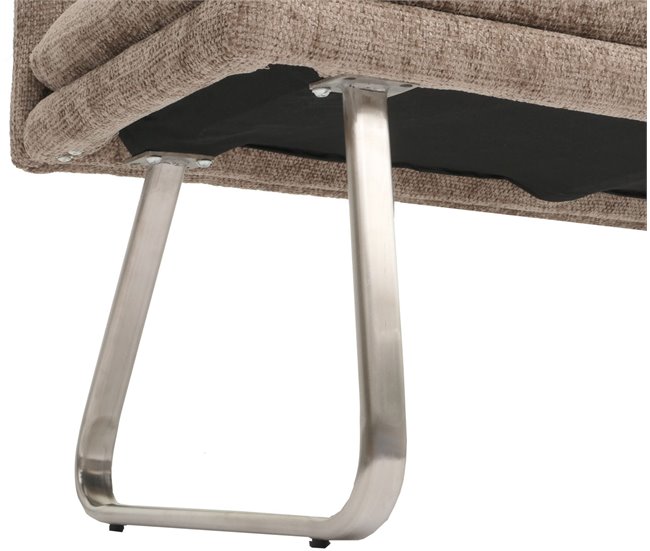 Banco de comedor tapizado con respaldo en tejido chenilla Gris