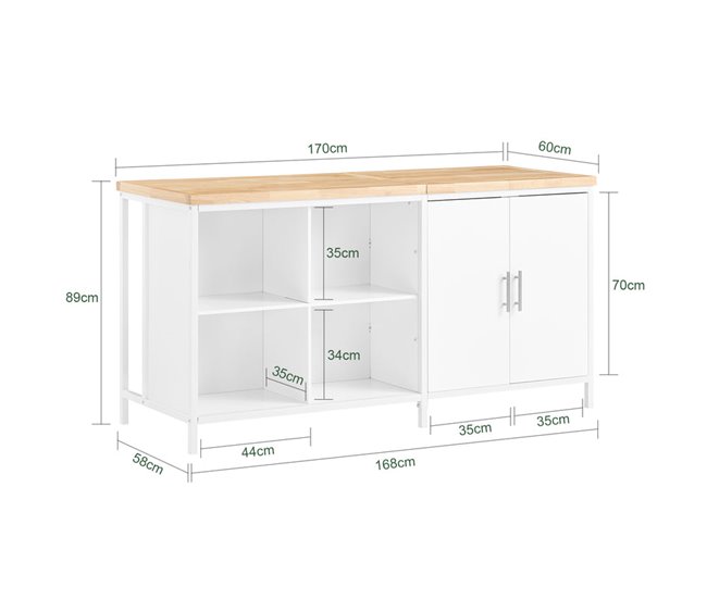 Aparador de Almacenamiento KNL09-WN SoBuy ES Blanco/ Madera