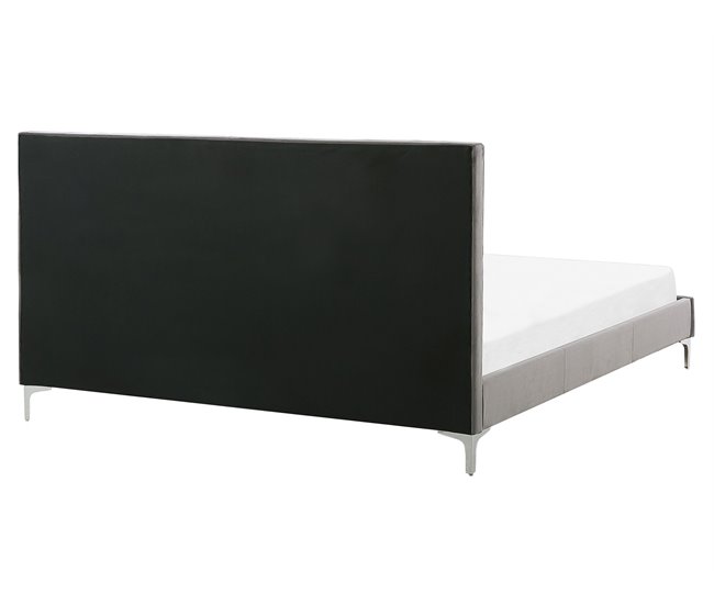 Beliani Cama con somier Terciopelo AMBERT 168x212 Gris