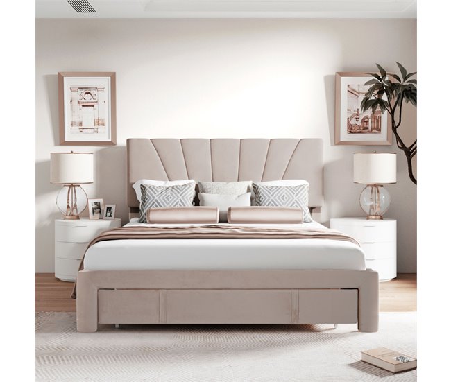 Camas de matrimonio 145x208 Beige