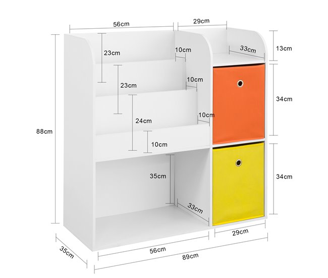 Organizador de Juguetes con 2 Cajas KMB37-W SoBuy Blanco