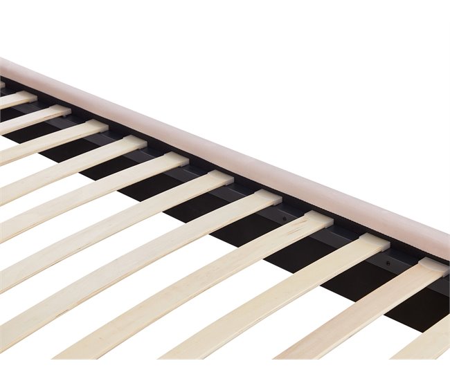 Beliani Cama Terciopelo LUNAN 186x215 Rosa Talco