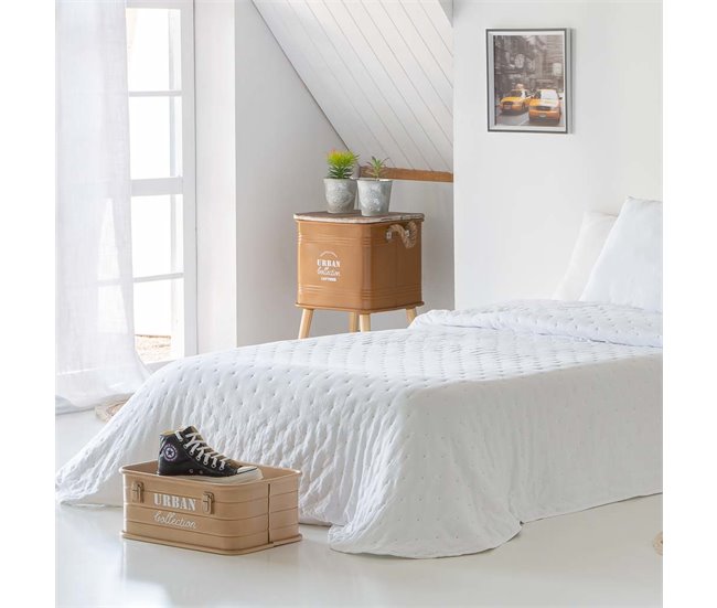 Cesto rectangular de metal impreso Marron