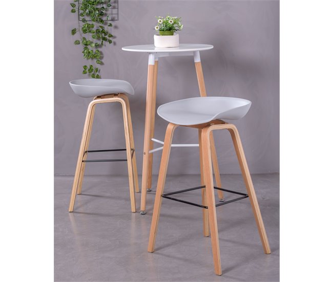 Taburete nórdico con patas de madera de haya  - Daxer Gris Claro