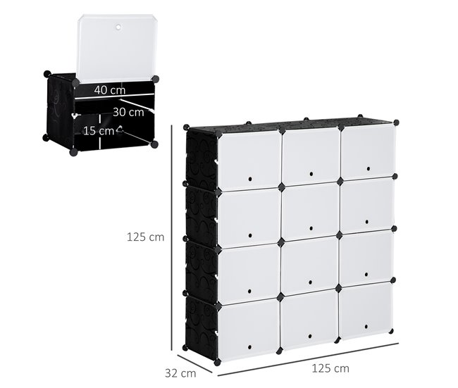 Armario Modular PP, Acero HOMCOM, hogar - muebles de dormitorio 125 Blanco