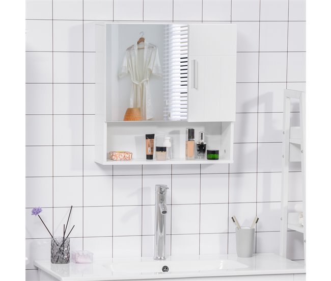 Armario con Espejo MDF, Vidrio kleankin, hogar - baño 54 Blanco