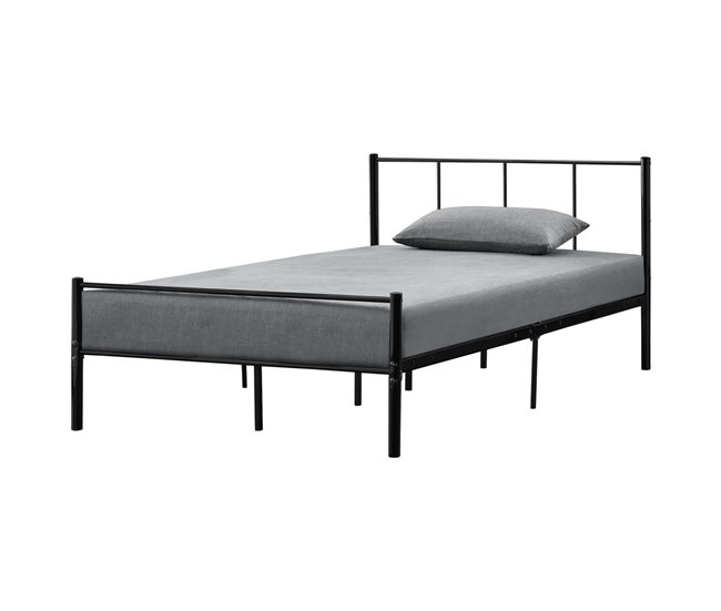 Cama individual Laos con somier - metal 122x209 Negro